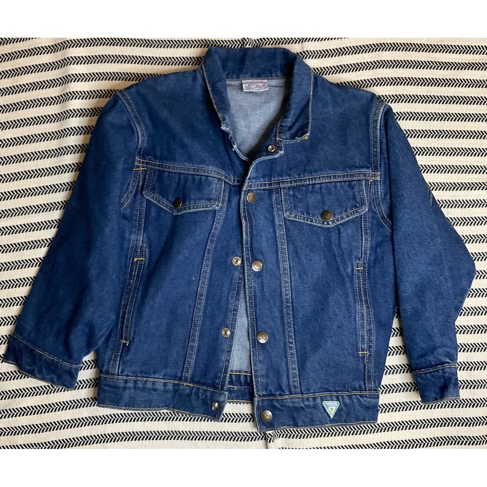 Vintage Guess Kids Denim Jacket Blue Jean‎ Classic Style  Size 6Y 100%Cotton